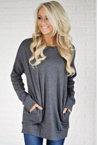 Women's Solid Color Loose Crew Neck Bat Sleeve T-Shirt