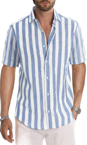 New Men's Striped Casual Short Sleeve Shirts Trending Wish