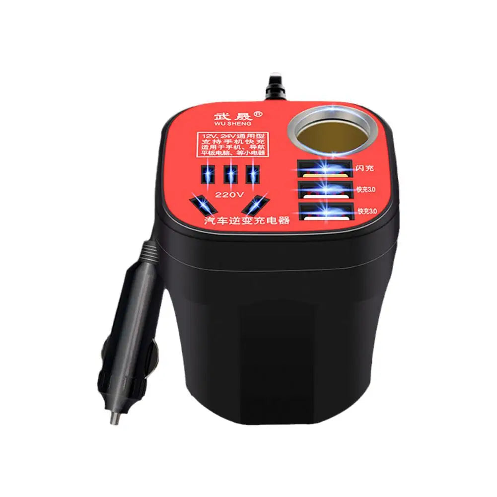 Car Mounted Cup Type Inverter Converter QC Charger ✨(Big Sale 60% & Buy 2 Get Free Shipping )