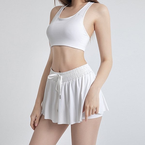 Women's two-piece set with high-waist sports bra and shorts