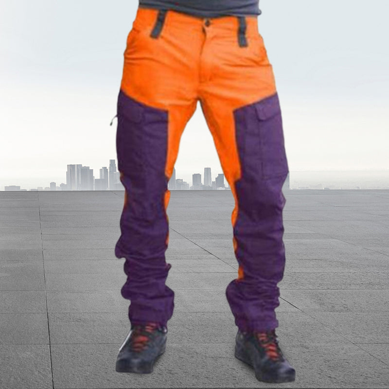 Men's Patchwork Multi-Pockets Drawstring Elastic Waist Cargo Pants