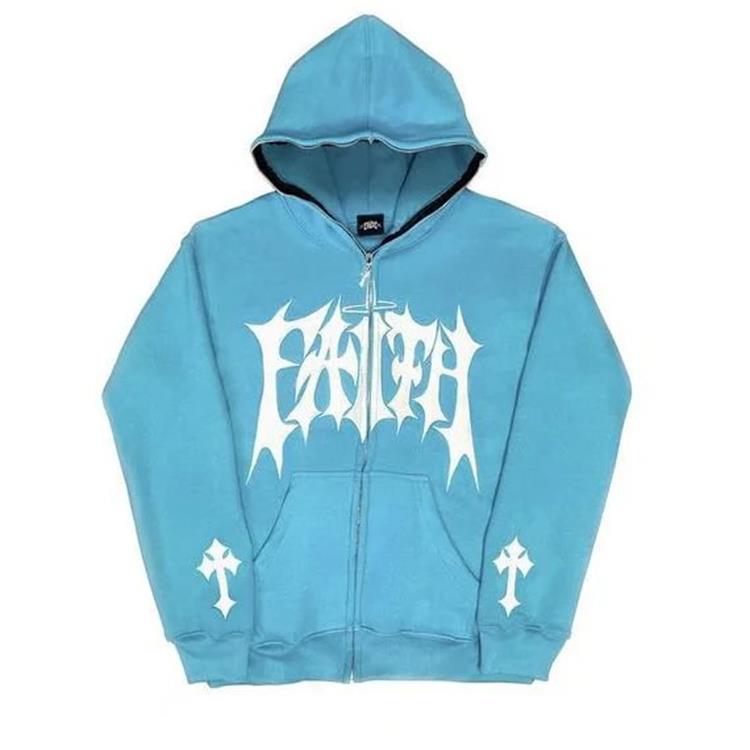 HOODED ZIP WITH EMBROIDERED LETTERS HOODIE
