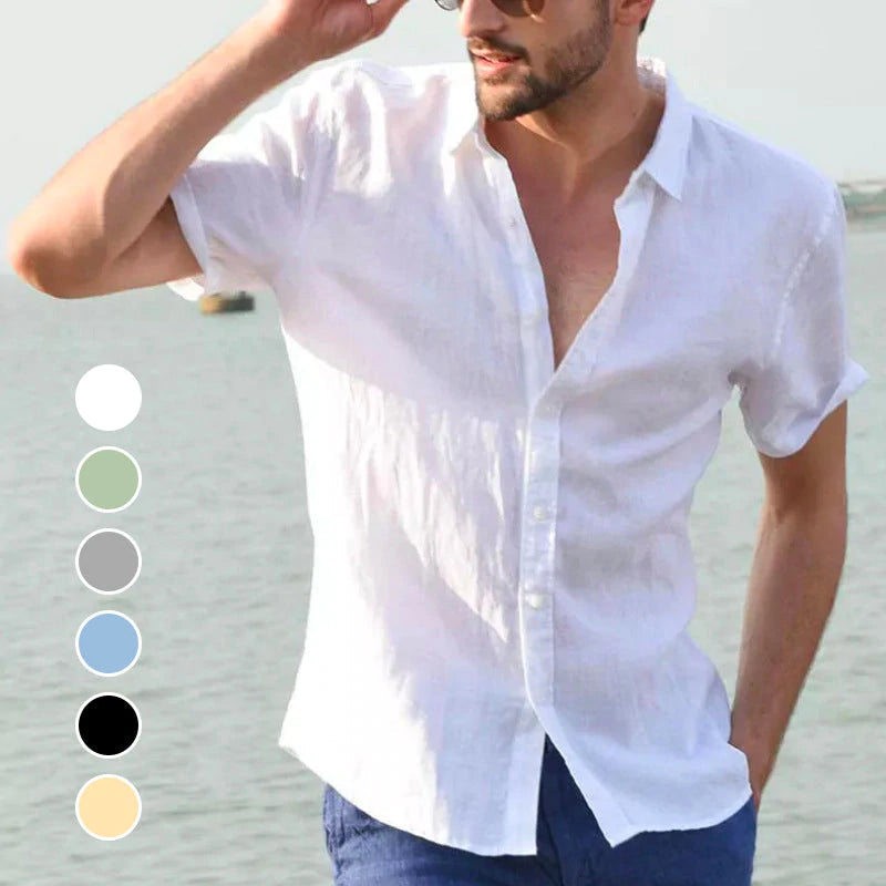 Men's solid color short-sleeved shirt