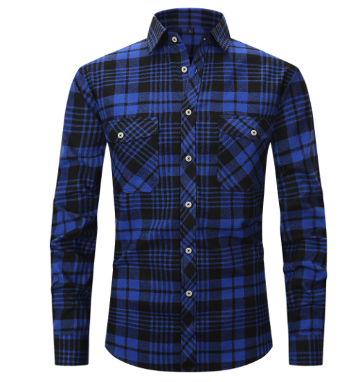 Men's Plaid Flannel Lapel Long Sleeve Shirt