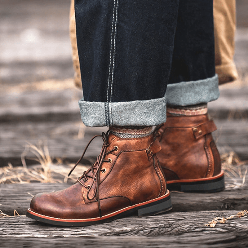 ⏳Last Day 50% off⏳Mens Genuine Leather Waterproof Non-slip Arch Support Vintage Casual Chukka Boots