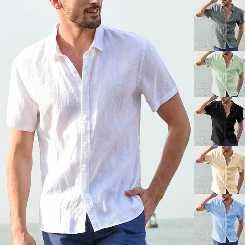 Men's solid color short-sleeved shirt