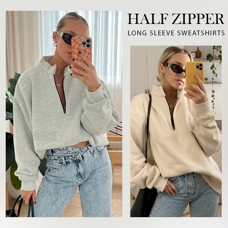 Women's Half Zip Pullover Long Sleeve Sweatshirts