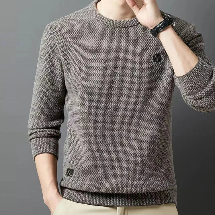 Men's Chunky Knit Letter Sweater with Fleece Lining