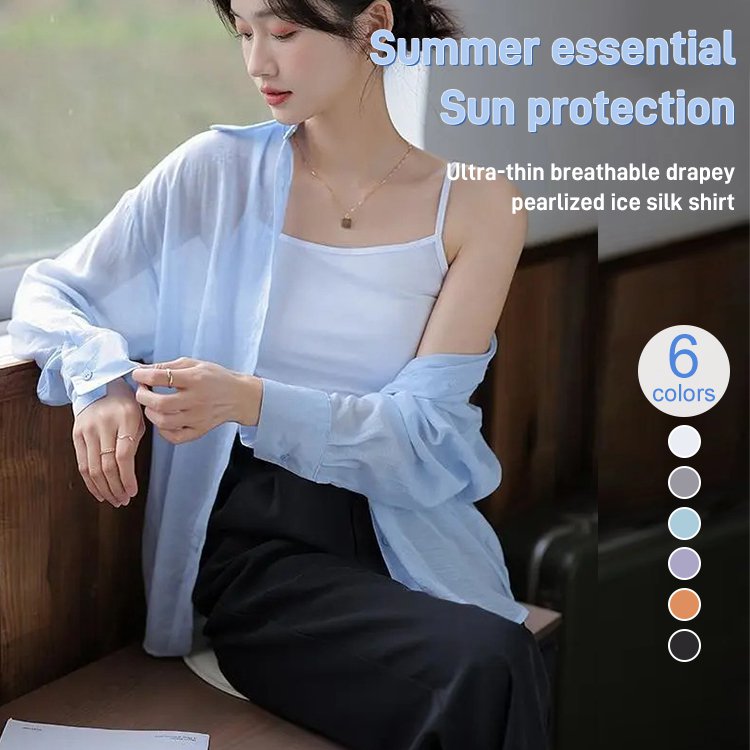 Multi-color pearl sunscreen women's shirt