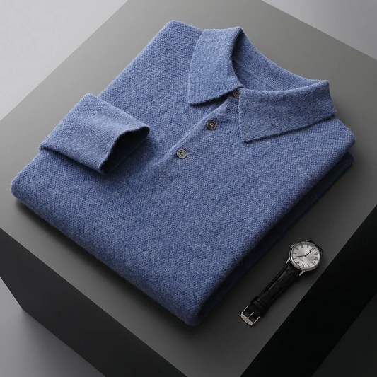 Men's Polo Collar Woolen Sweater-Free Shipping