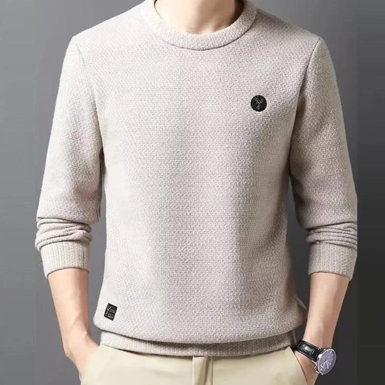 Men's Chunky Knit Letter Sweater with Fleece Lining
