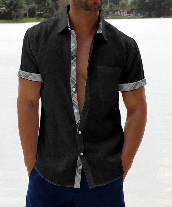 Men's Casual Plaid Collar Button Shirt