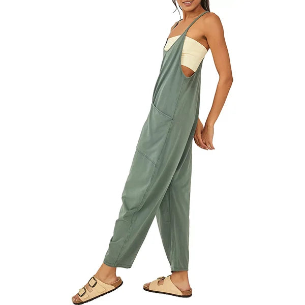 Wide Leg Jumpsuit with Pockets (Buy 2 Free Shipping)