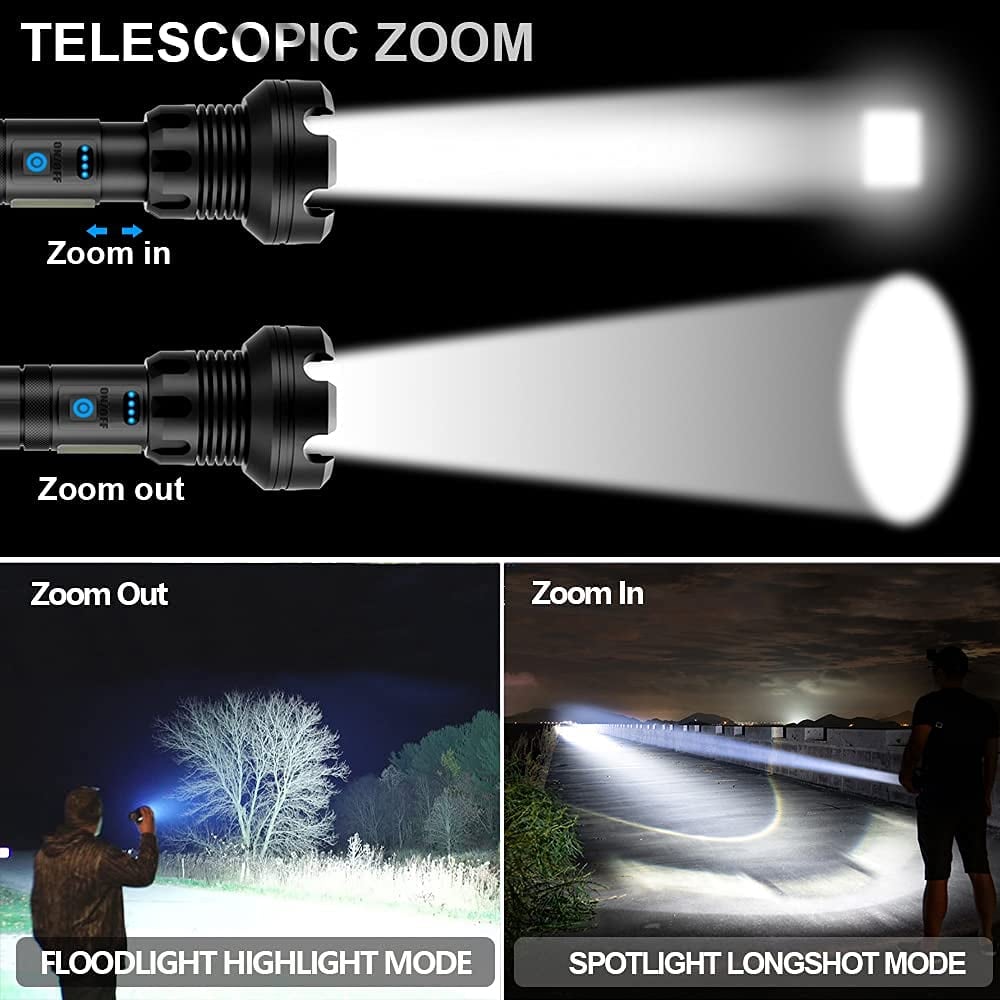 （LAST DAY SALE 49% OFF） LED Rechargeable Tactical Laser Flashlight 90000 High Lumens
