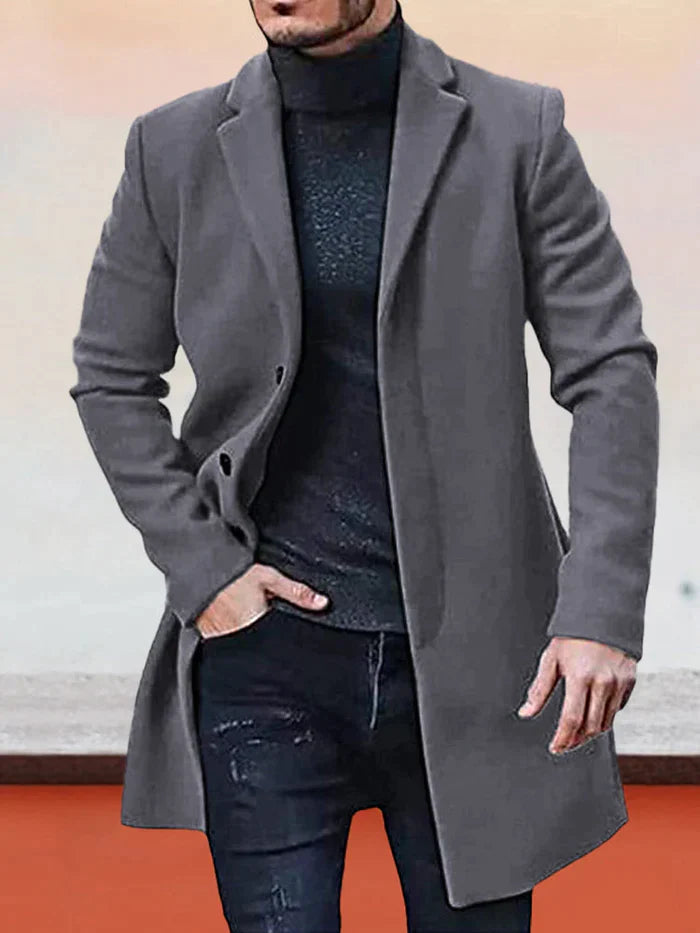 🔥2023 new hot sale 50% off🔥Men's Single Row Buckle Solid Color Jacket（Buy 2 free shipping）