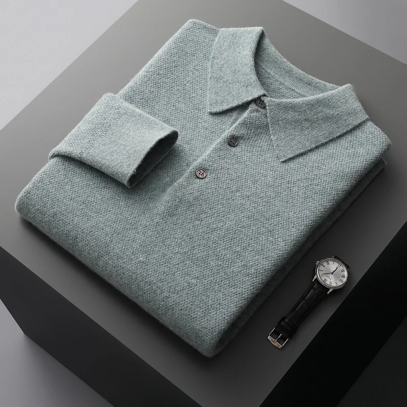 Men's Polo Collar Woolen Sweater-Free Shipping