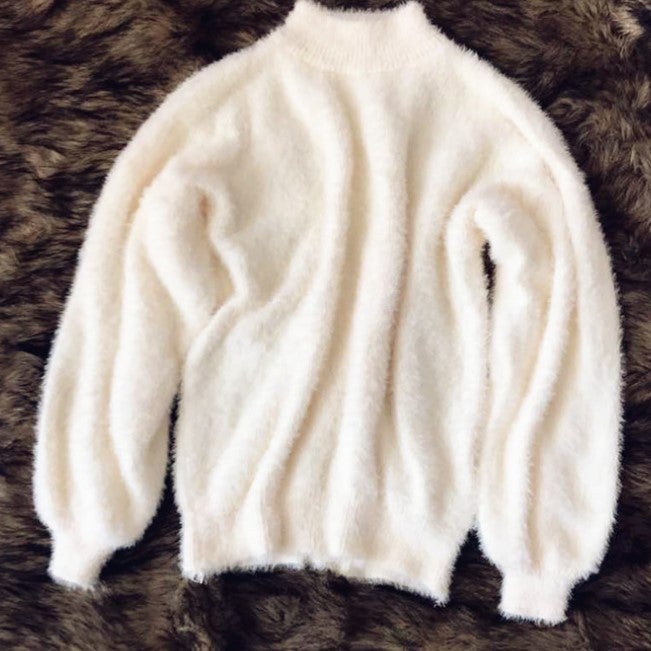 🔥Buy 2 free shipping🔥Loose Solid Color Knit Sweater - Vintage Angora Sweater