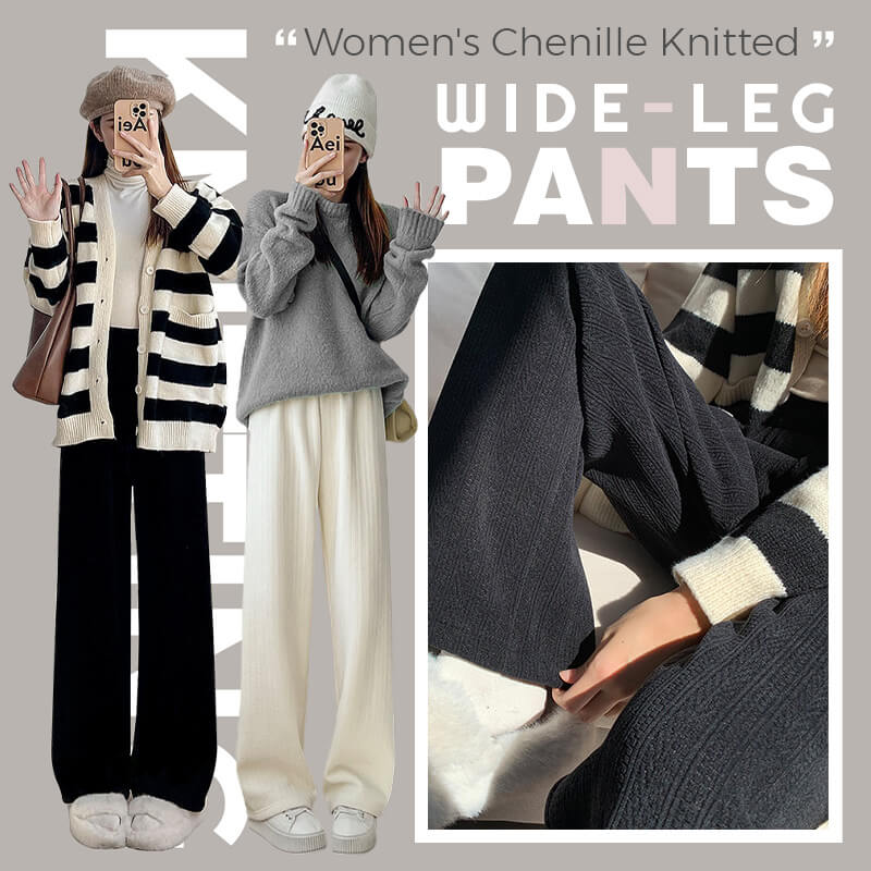 Women's Chenille Knitted Wide-Leg Pants