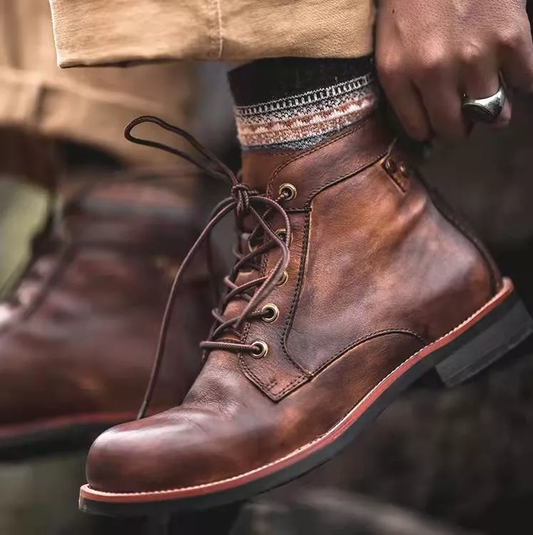 ⏳Last Day 50% off⏳Mens Genuine Leather Waterproof Non-slip Arch Support Vintage Casual Chukka Boots