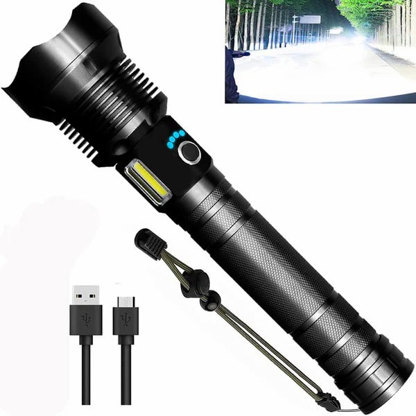 （LAST DAY SALE 49% OFF） LED Rechargeable Tactical Laser Flashlight 90000 High Lumens