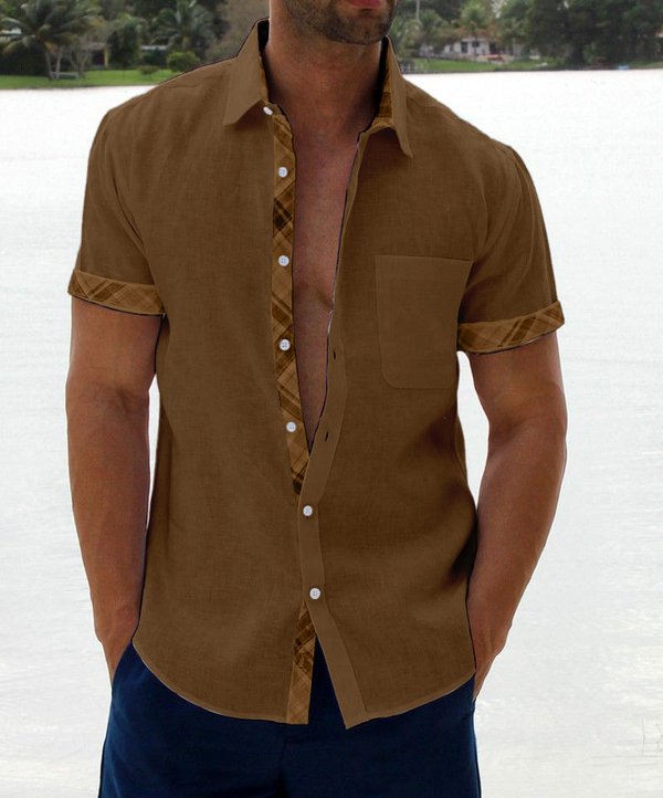 Men's Casual Plaid Collar Button Shirt