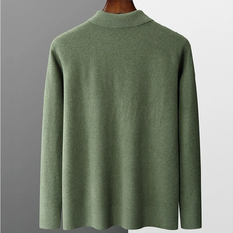 Men's Polo Collar Woolen Sweater-Free Shipping